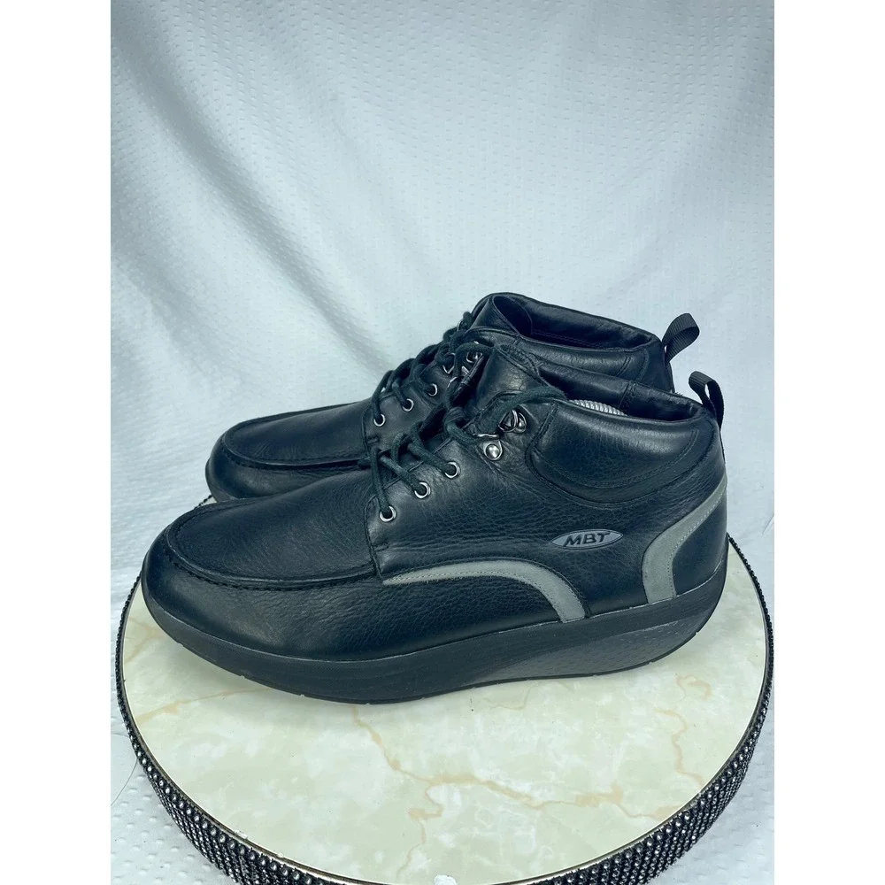 MBT Index Rocker Bottom Leather Boots Mens 10.5 Black Performance Vibram Shoes